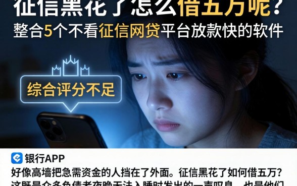 征信黑花了怎么借五万呢，整合5个不看征信网贷平台放款快的软件