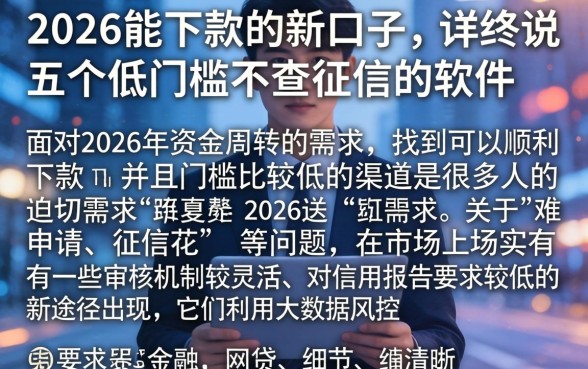 2026能下款的新口子，详尽说明五个低门槛不查征信的软件