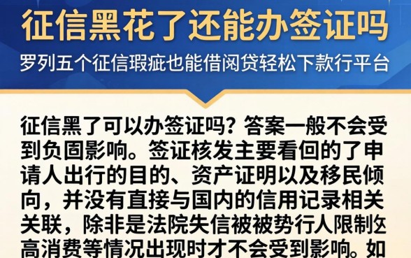 征信黑花了还能办签证吗，罗列五个征信瑕疵也能借网贷轻松下款的平台