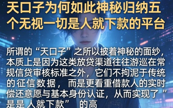 天口子为何如此神秘，归纳五个无视一切是人就下款的平台