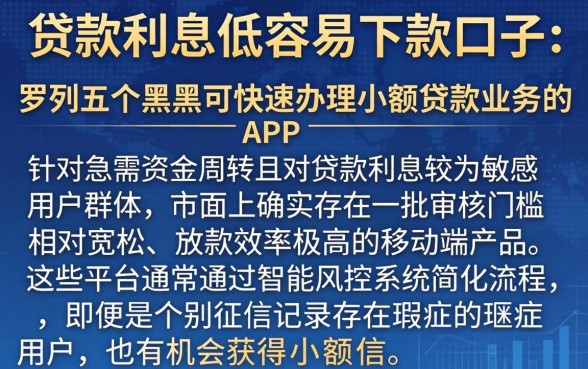 贷款利息低容易下款的口子，罗列五个黑户可快速办理小额贷款业务的app