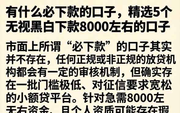 有什么必下款的口子，精选5个无视黑白下款8000左右的口子