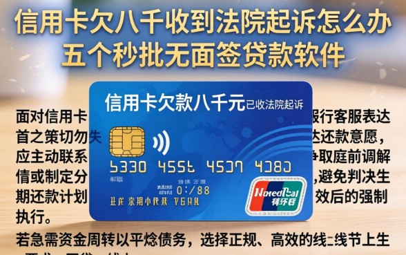 信用卡欠八千收到法院起诉怎么办，胪列五个秒批无面签贷款软件