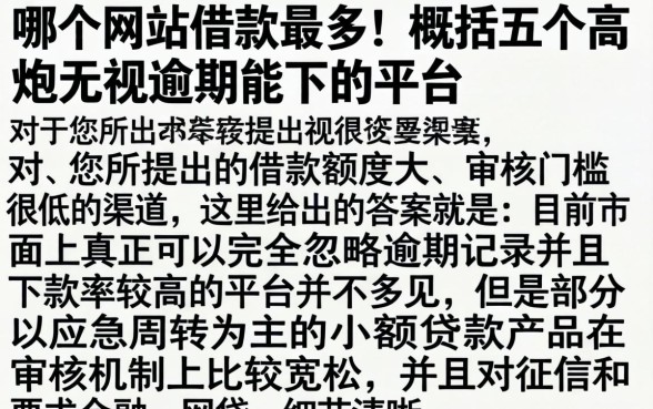哪个网站借款最多，概括五个高炮无视逾期能下的平台