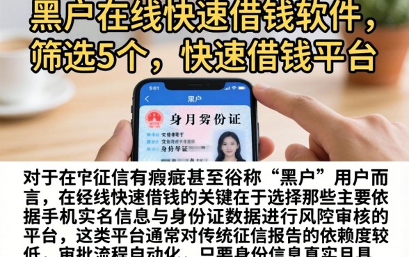 黑户在线快速借钱软件，筛选5个手机和身份证快速借钱平台