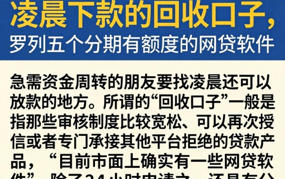 凌晨下款的回收口子，罗列五个分期有额度的网贷软件