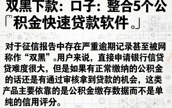 双黑下款的的口子，整合5个公积金快速贷款软件
