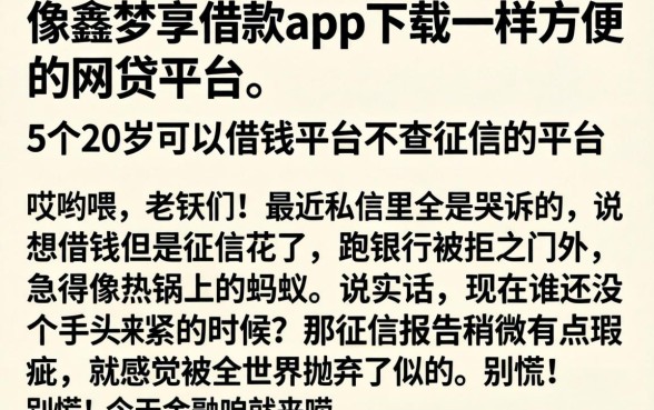像鑫梦享借款app下载一样方便的网贷平台，详尽说明5个20岁可以借钱平台不查征信的平台