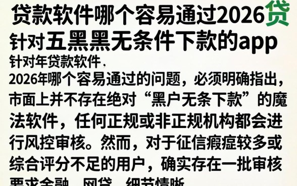 贷款软件哪个容易通过2026，条列五个黑户无条件下款的app