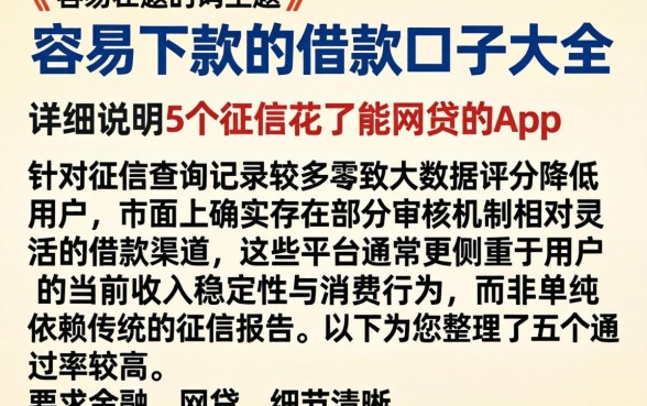 容易下款的借款口子大全，详尽说明5个征信花了能网贷的app