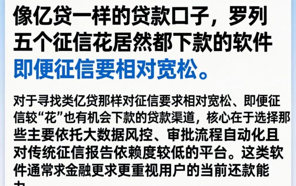 像亿贷一样的贷款口子，罗列五个征信花居然都下款的软件