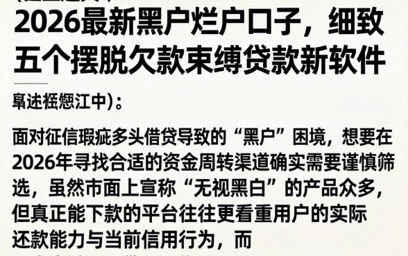 2026最新黑户烂户口子，细致阐述五个摆脱欠款束缚贷款新软件