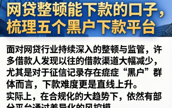 网贷整顿能下款的口子，梳理五个黑户下款平台