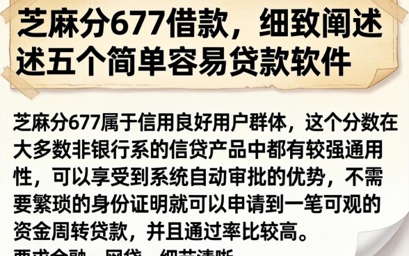 芝麻分677借款，细致阐述五个简单容易贷款软件