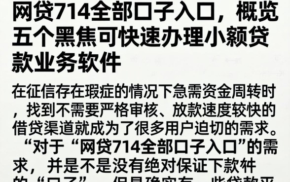 网贷714全部口子入口，概览五个黑户可快速办理小额贷款业务的软件