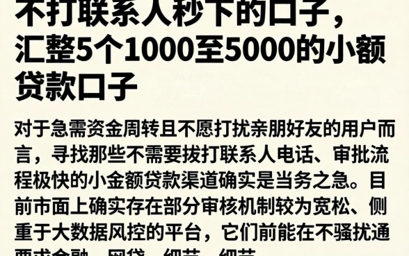 不打联系人秒下的口子，汇整5个1000至5000的小额贷款口子