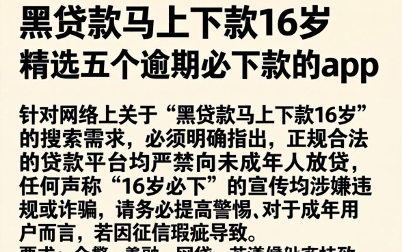 黑贷款马上下款16岁，精选五个逾期必下款的app