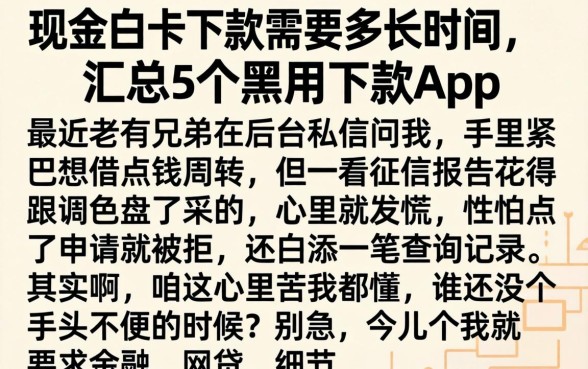 现金白卡下款需要多长时间，汇总5个黑户下款app