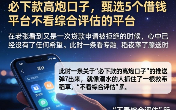 必下款的高炮口子，甄选5个借钱平台不看综合评估的平台