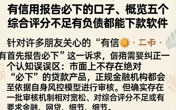 有信用报告必下的口子，概览五个综合评分不足有负债都能下款软件