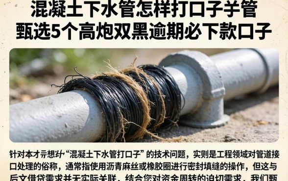 混凝土下水管怎样打口子的，甄选5个高炮双黑逾期必下款口子
