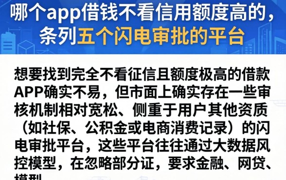 哪个app借钱不看信用额度高的，条列五个闪电审批的平台