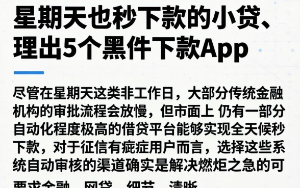 星期天也秒下款的小贷，理出5个黑户下款app