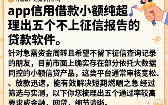 app信用借款小额纯超，理出五个不上征信报告的贷款软件