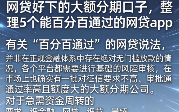 网贷好下的大额分期口子，整理5个能百分百通过的网贷app