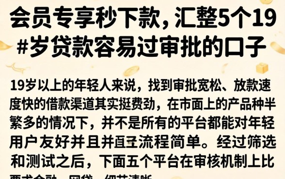 会员专享秒下款，汇整5个19岁贷款容易过审批的口子