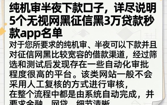 纯机审半夜下款口子，详尽说明5个无视网黑征信黑3万贷款秒款app名单