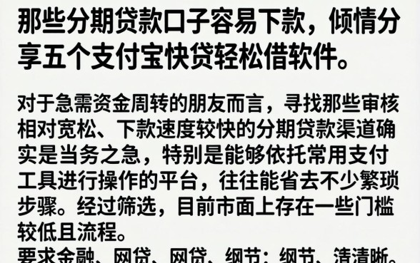 那些分期贷款口子容易下款，倾情分享五个支付宝快贷轻松借软件