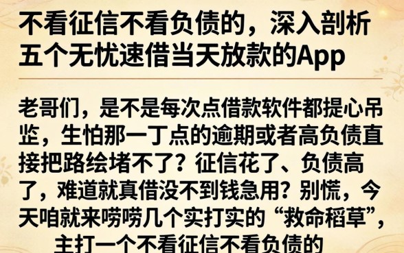 不看征信不看负债的，深入剖析五个无忧速借当天放款的app