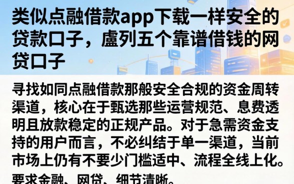 类似点融借款app下载一样安全的贷款口子，胪列五个靠谱借钱的网贷口子