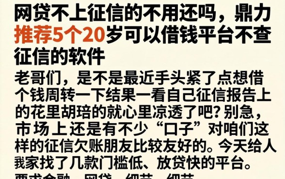 网贷不上征信的不用还吗，鼎力推荐5个20岁可以借钱平台不查征信的软件