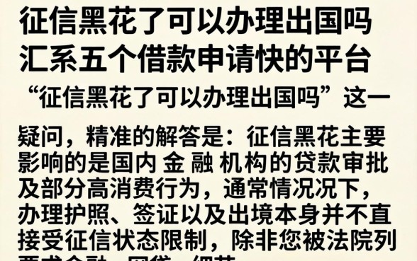 征信黑花了可以办理出国吗，汇整五个借款申请快的平台