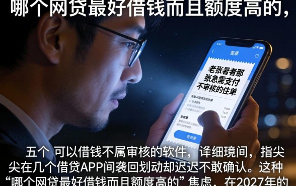 哪个网贷最好借钱而且额度高的，详尽说明五个可以借钱不用审核的软件