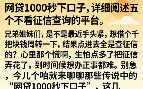 网贷1000秒下口子，详细阐述五个不看征信查询的平台
