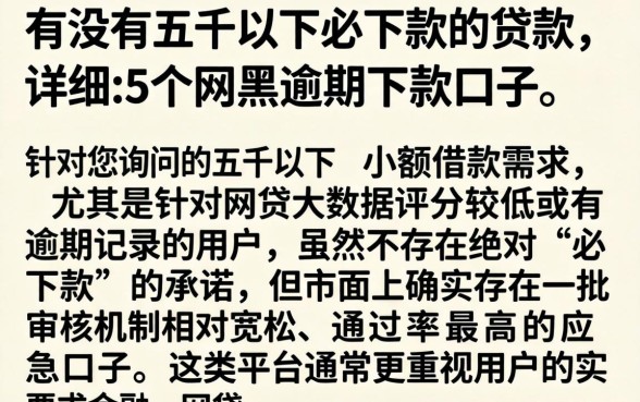 有没有五千以下必下款的贷款，详细阐述5个网黑逾期下款口子