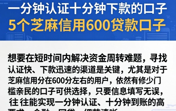一分钟认证十分钟下款的口子，细致阐述5个芝麻信用600贷款口子