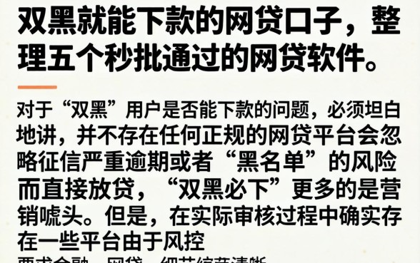 双黑就能下款的网贷口子，整理五个秒批通过的网贷软件