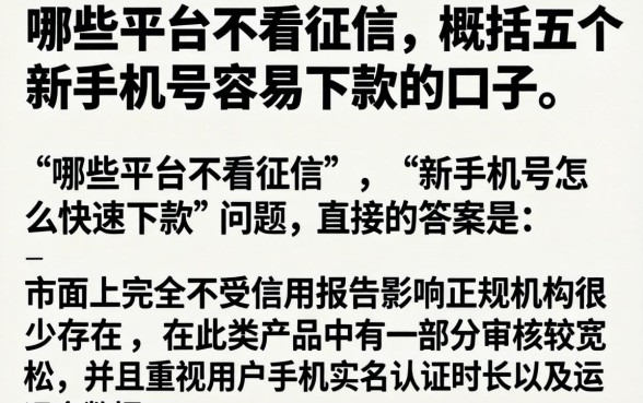 哪些平台不看征信，概括五个新手机号容易下款的口子
