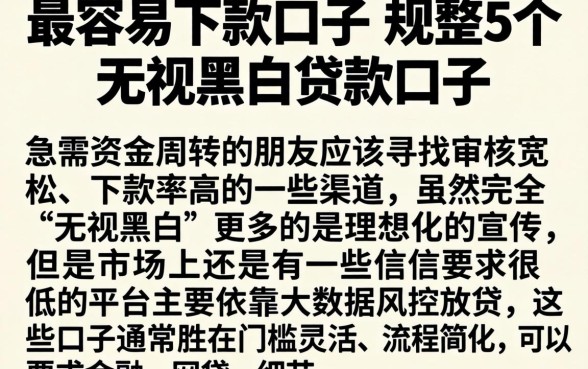 最容易下款的口子，规整5个无视黑白贷款口子
