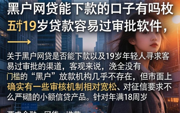 黑户网贷能下款的口子有吗，枚举五个19岁贷款容易过审批的软件