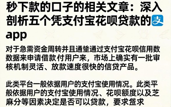 秒下款的口子的相关文章，深入剖析五个凭支付宝花呗贷款的app