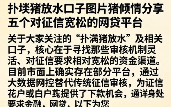 扑满猪放水口子图片，倾情分享五个对征信宽松的网贷平台