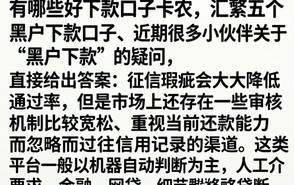 有哪些好下款的口子卡农，汇整五个黑户下款口子