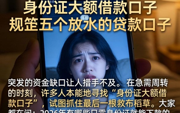 身份证大额借款口子，规整五个放水的贷款口子
