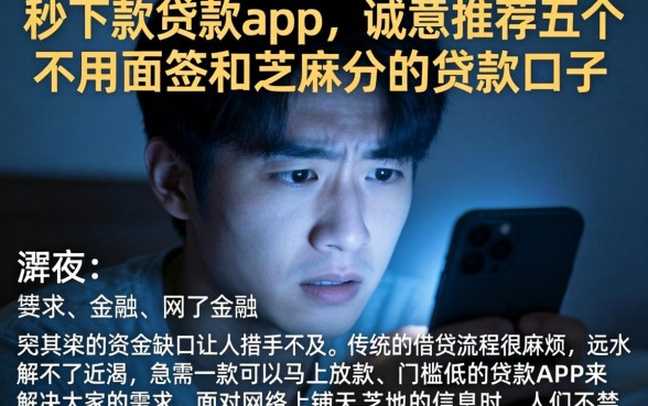 秒下款贷款app，诚意推荐五个不用面签和芝麻分的贷款口子