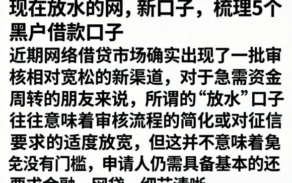 现在放水的网贷新口子，梳理5个黑户借款口子